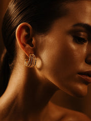 SR Anti Tarnish 18K Gold Hoop Drop Earrings