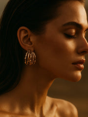 SR Anti Tarnish 18K Gold Hoop Drop Earrings