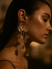 SR Anti Tarnish 18K Gold Floral Drop Earrings