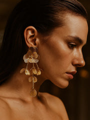 SR Anti Tarnish 18K Gold Floral Drop Earrings